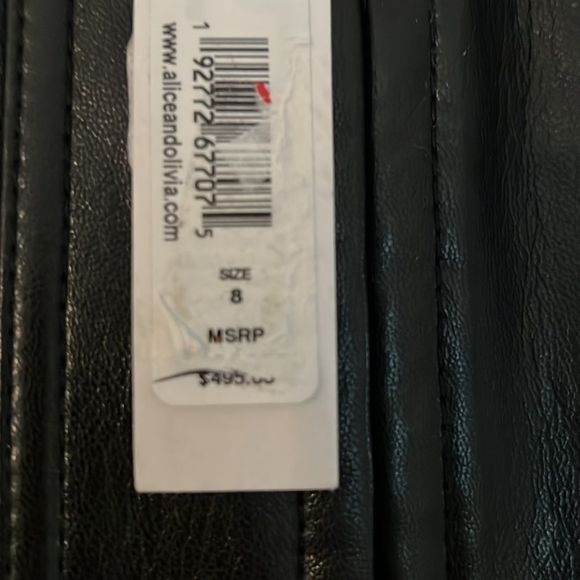 Alice & Olivia Faux Leather Black Flare Leg Corset Jumpsuit  Size 8 NWT - Picture 7 of 8